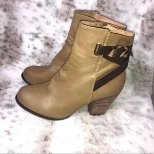DBDK Western Booties Tan Women's size 10 Cowgirl Chunky‎ Heel Side Zipper Buckle